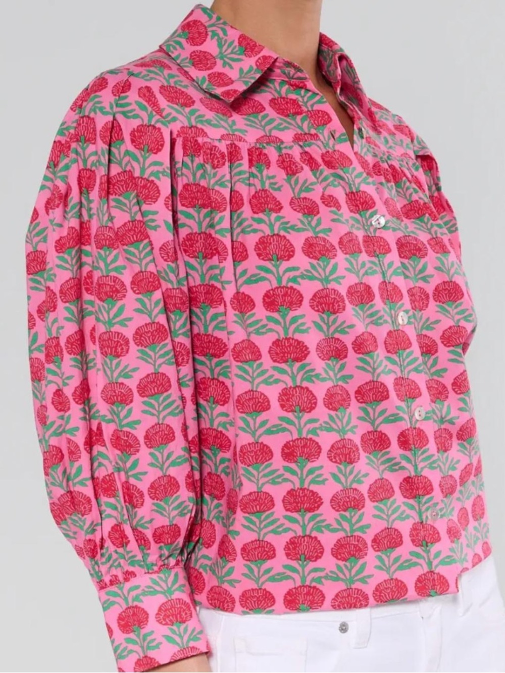 Avara Trudy Pink Floral Button Up Top - Picture 2 of 3